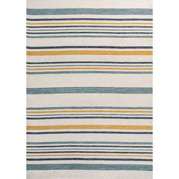 Janus Classic Coastal Ticking Stripe Reversible Machine-Washable Indoor/Outdoor Area Rug
